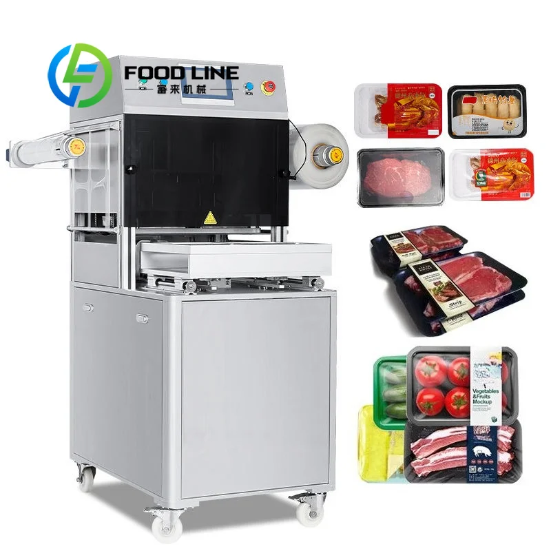 Multi Tray Modified Atmosphere Packaging Machine Multi Station Working Design Realize Simultaneous Batch Food Sealing Work