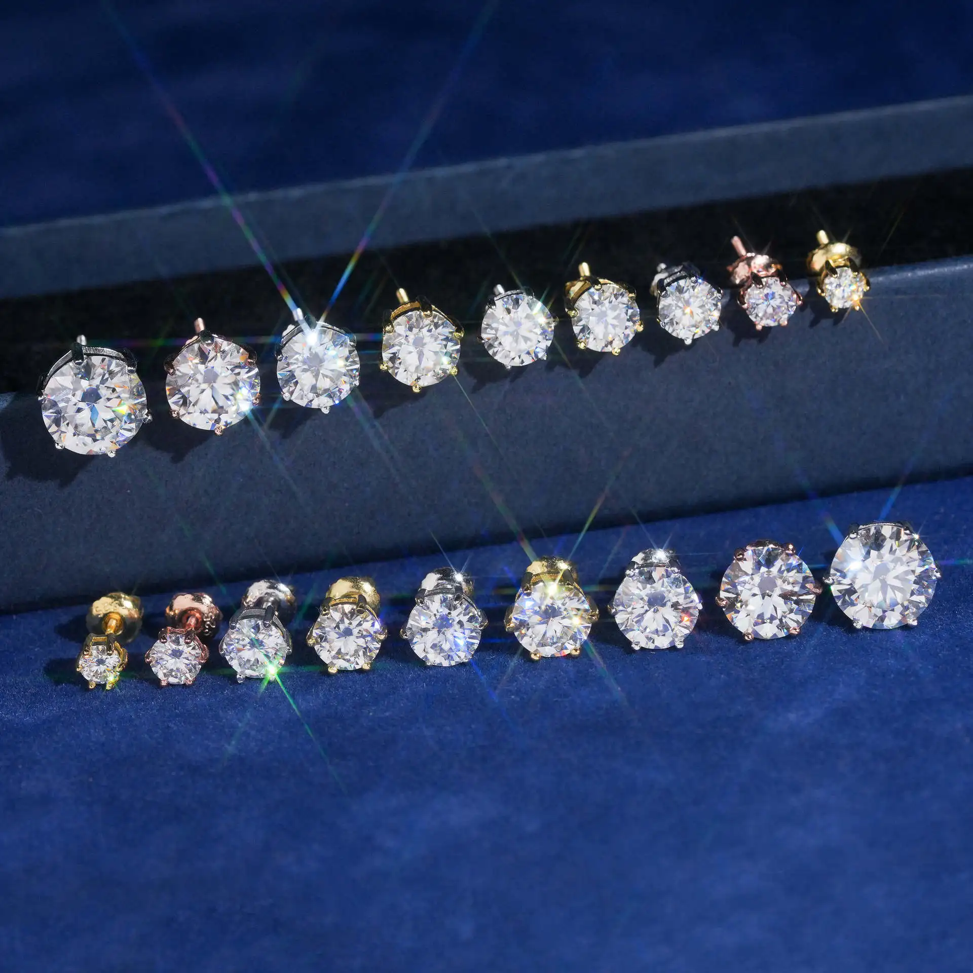 

Hip Hop Earring Stud Jewelry Classic 6 Claw 925 Sterling Silver Moissanite Stud Earrings