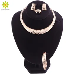 HOT Fashion Wedding Dubai Africa Nigeria African Jewelry Set Gold-color Necklace Earrings Romantic Woman Bridal Jewelry Sets