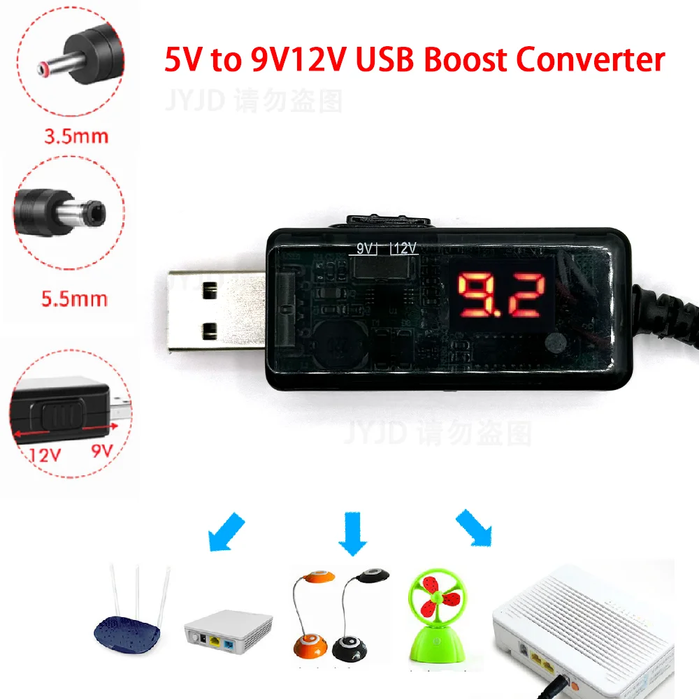 USB Boost Converter DC 5V to 9V 12V USB Step-up Converter Cable 3.5x1.35mm Connecter For Power Supply/Charger/Power Converter