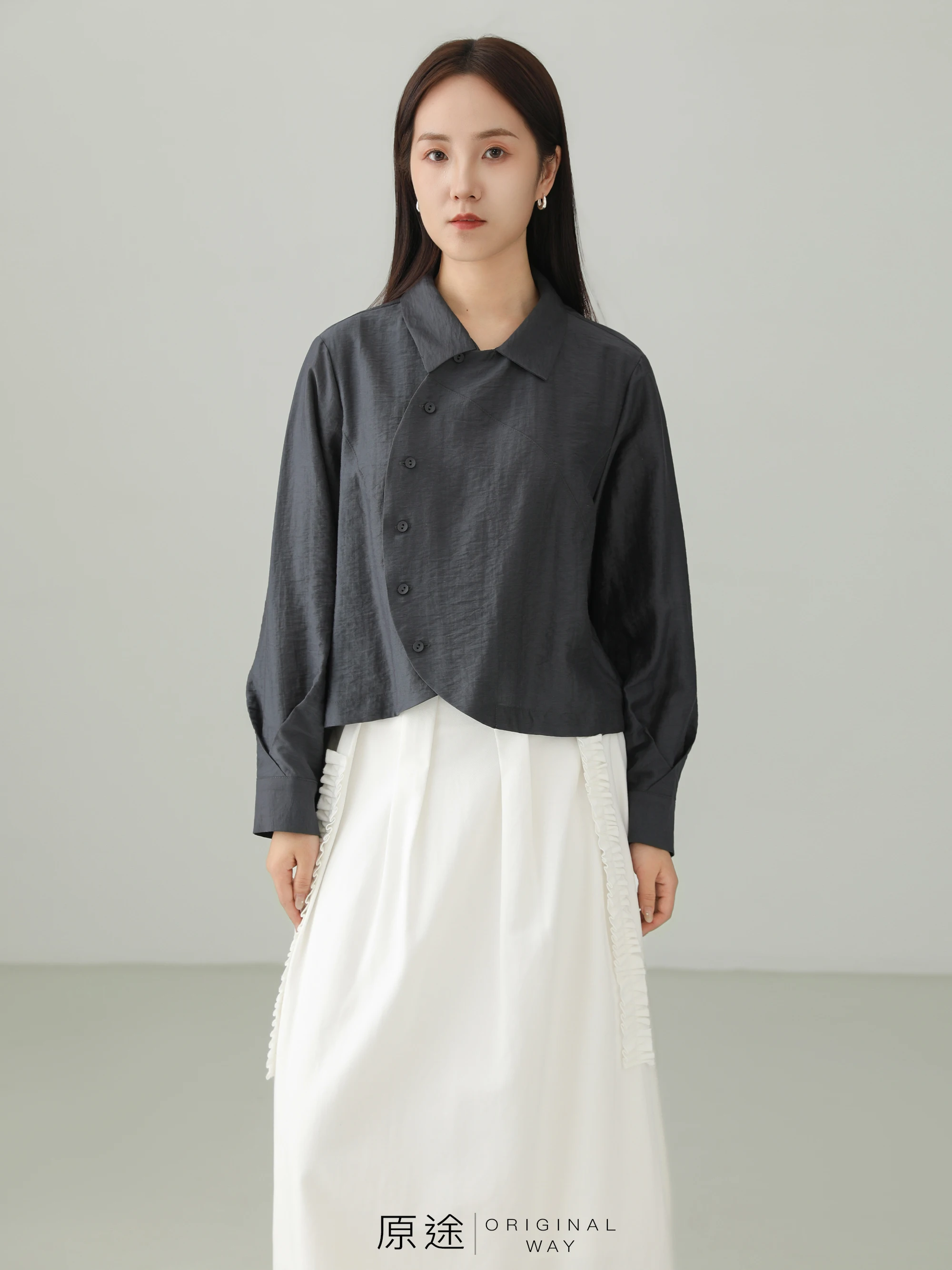 

Artistic Design Natural Crease Lyocell Linen Women's Shirt Spring Summer New Style High End Unique Top Loose Fit Long Sleeve