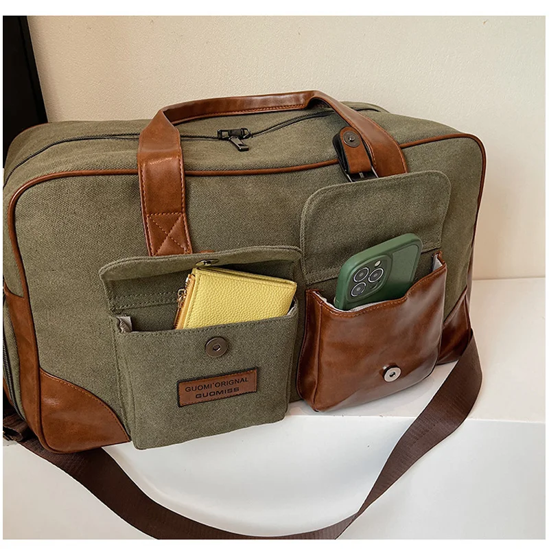 กระเป๋าเดินทางผ้าแคนวาสขนาดใหญ่ Buylor สำหรับผู้ชาย กระเป๋าใส่เสื้อผ้าผู้หญิง กระเป๋าโยคะ ฟิตเนส กระเป๋าอเนกประสงค์ กระเป๋าถือสำหรับเดินทางค้างคืน