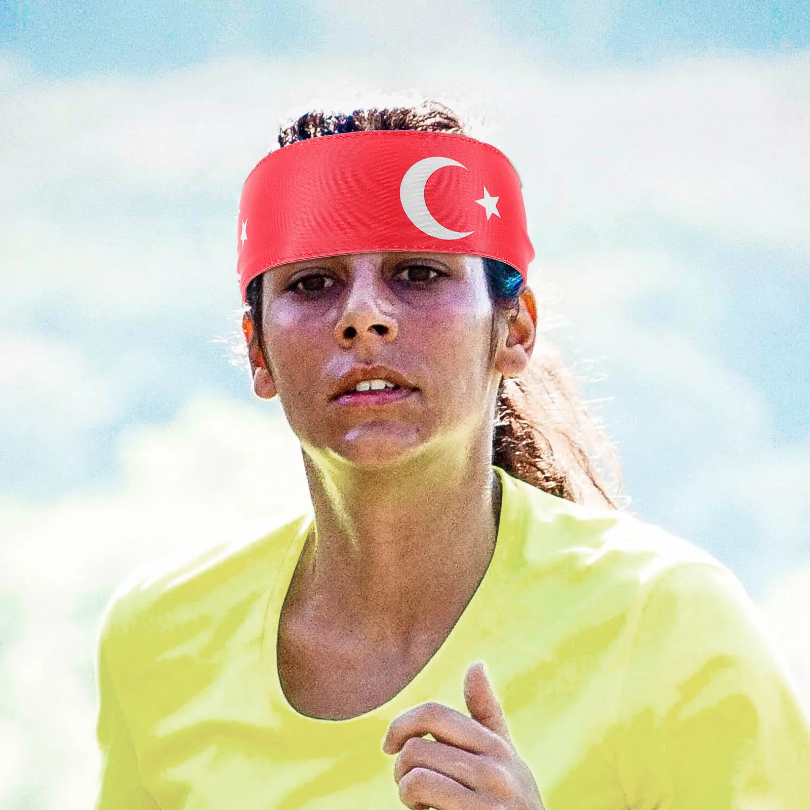 

Turkish Flag Headband Elastic Sweat Band For Hair Non Slip Sports Headband For Men Women Running Yoga Athletic Workout
