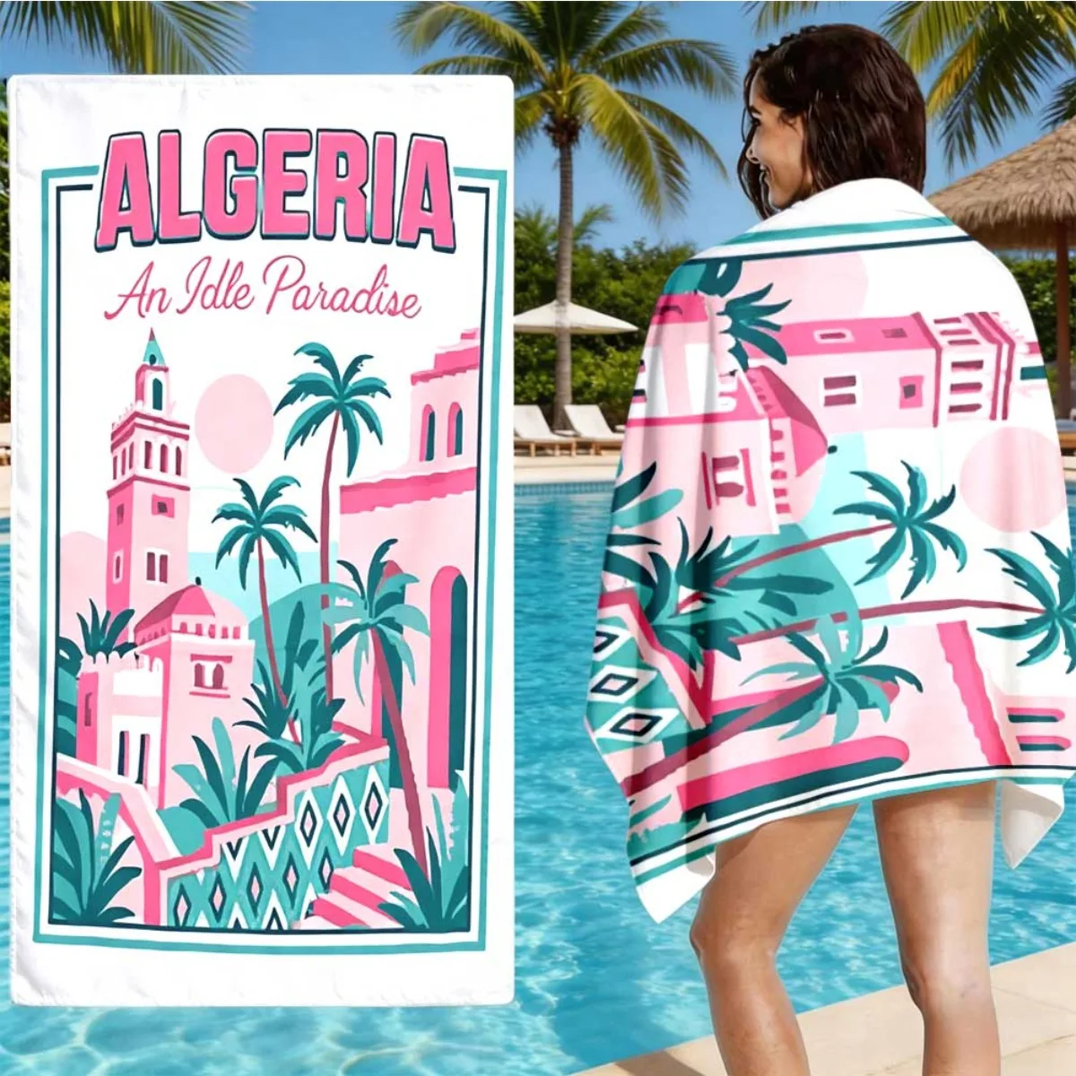 Algeria Paradise Strandtuch, weich, Unisex, leicht, saugfähig, für Pool, Strand, Tauchen, Surfen, Camping, Sommer, unverzichtbares Geschenk