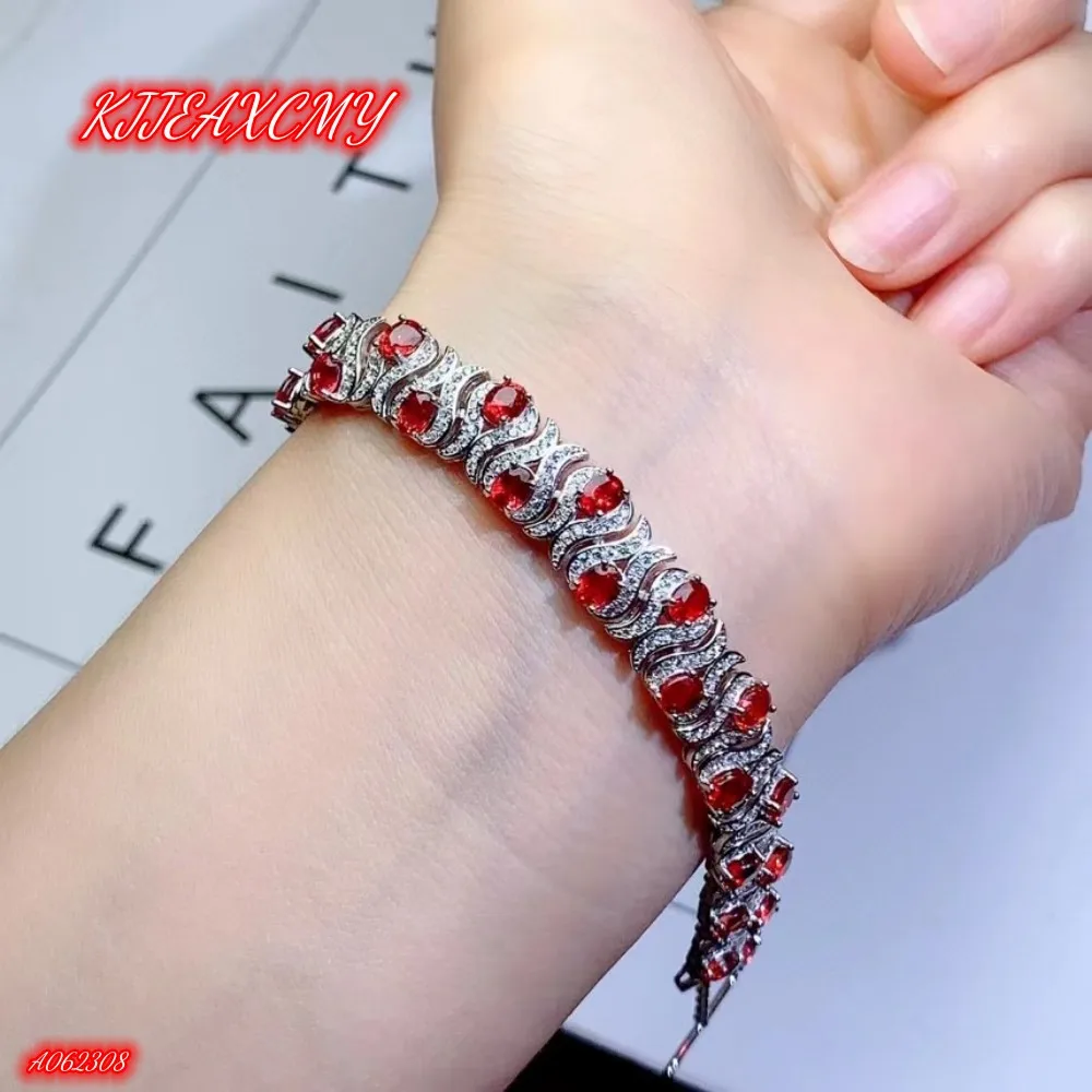 

KJJEAXCMY Brand Jewelry 925 Sterling Silver Inlaid with True Natural Red Sapphire Women's Bracelet Girls' Gem