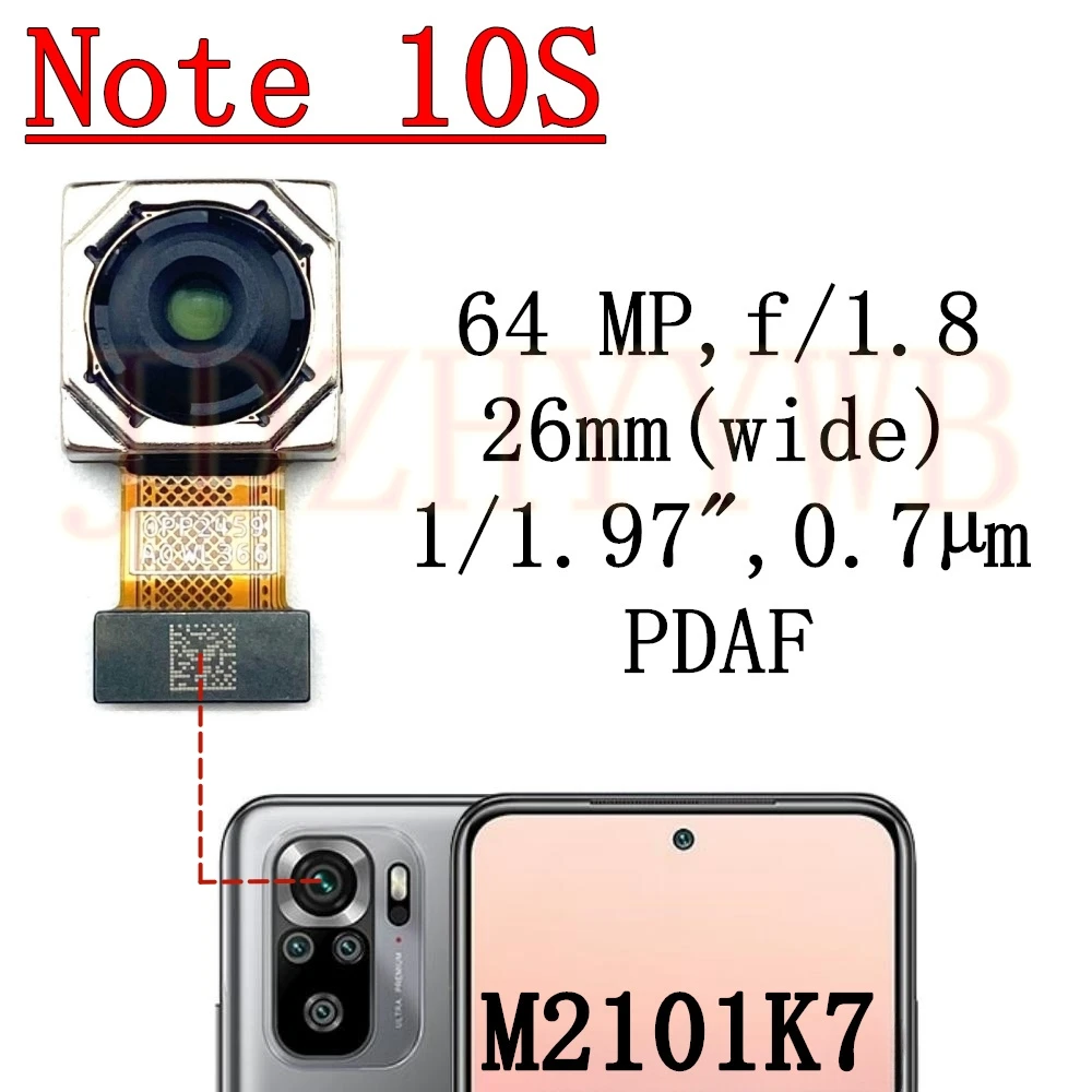 Rear Front Camera For Xiaomi Redmi Note 10S Frontal Selfie Facing Main Wide Back Camera Module Flex Cable Replacement