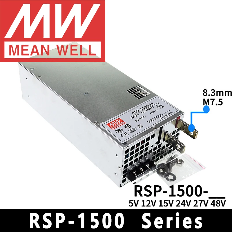 

Mean Well RSP-1500-5/12/15/24/27/48 meanwell 1.5KW AC/DC Single Output with PFC Function Power Supply
