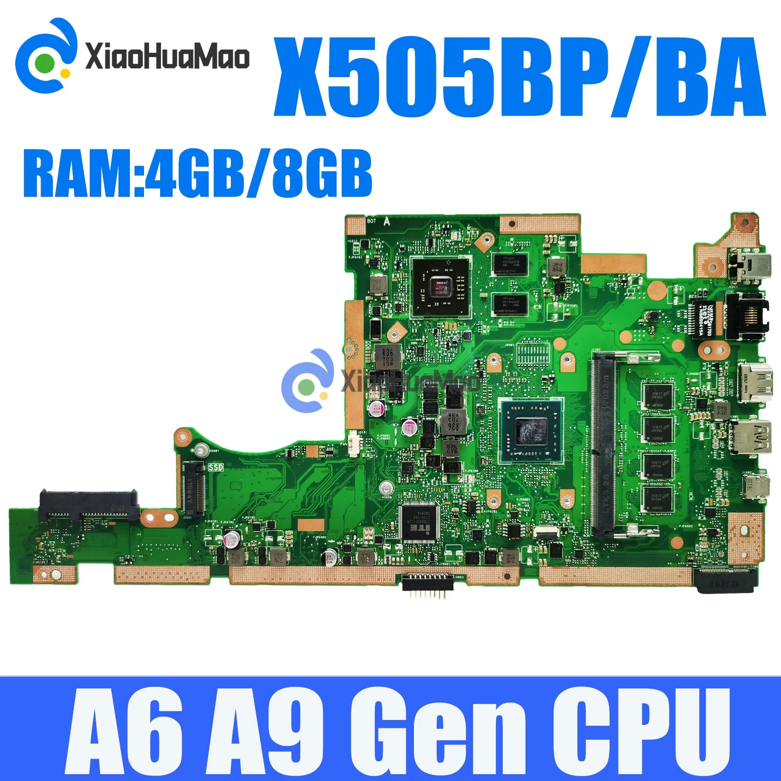 

X505BP with A6 A9 CPU 4GB 8GB-RAM UMA / PM Laptop Motherboard For Asus X505BP K505B X505B X505BA A580B X505BAB Mainboard