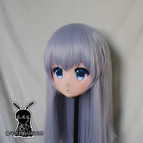 KMY012-Perruque en Résine Personnalisée pour Femme/Fille, Tête Complète/Demi-Tête avec Serrure, Anime Cosplay Japonais, Masque Kimego Kigurumi