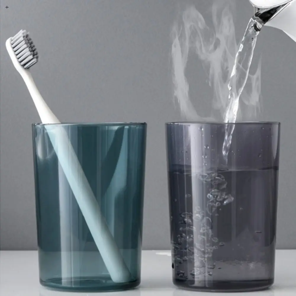 Eco-friendly Solid Color Transparent Mouthwash Cup High-capacity Clear Toothbrush Cup Nordic Style Tooth Glass Bathroom