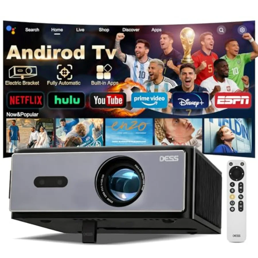 

Умный проектор 4K с регулируемым электрическим кронштейном для домашнего кинотеатра и использования на открытом воздухе, с поддержкой Wi-Fi и Bluetooth.