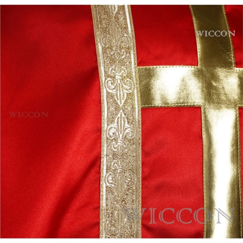 Picture 3: Medieval Priest Robe Cosplay Red Cape Set Halloween Stage Performance Coser Outfit Role Play