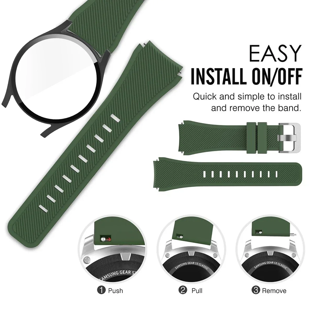 Casing Kaca + Tali untuk Jam Tangan Samsung Galaxy 7/6/5/4 40 44Mm Jam Tangan Gelang Olahraga Silikon Penutup PC Antigores 7/6/5/4 40 Aksesori