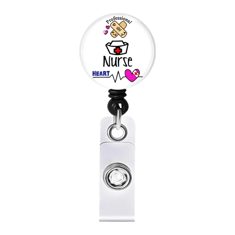 A0513 Nurse Cap Stethoscope Band-Aid ABS Retractable Badge Reel Pull ID Card Badge Holder Nurse Badge Lanyards School Supplies