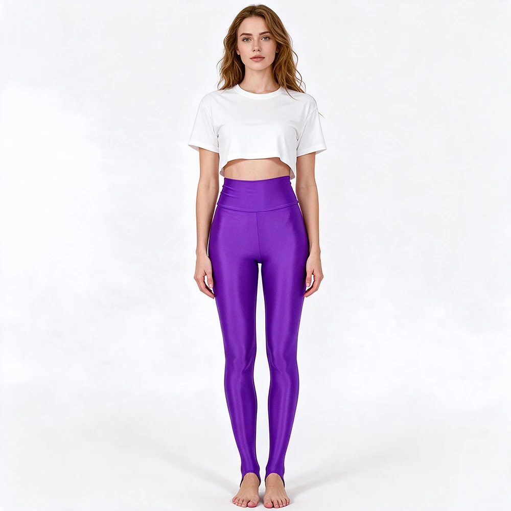 Women Spandex Yoga Leggings Stirrup Adult Ballet Dancing Pants Gymnastics Trousers Black Pantyhose Naked-Feel Fitness Quick Dry