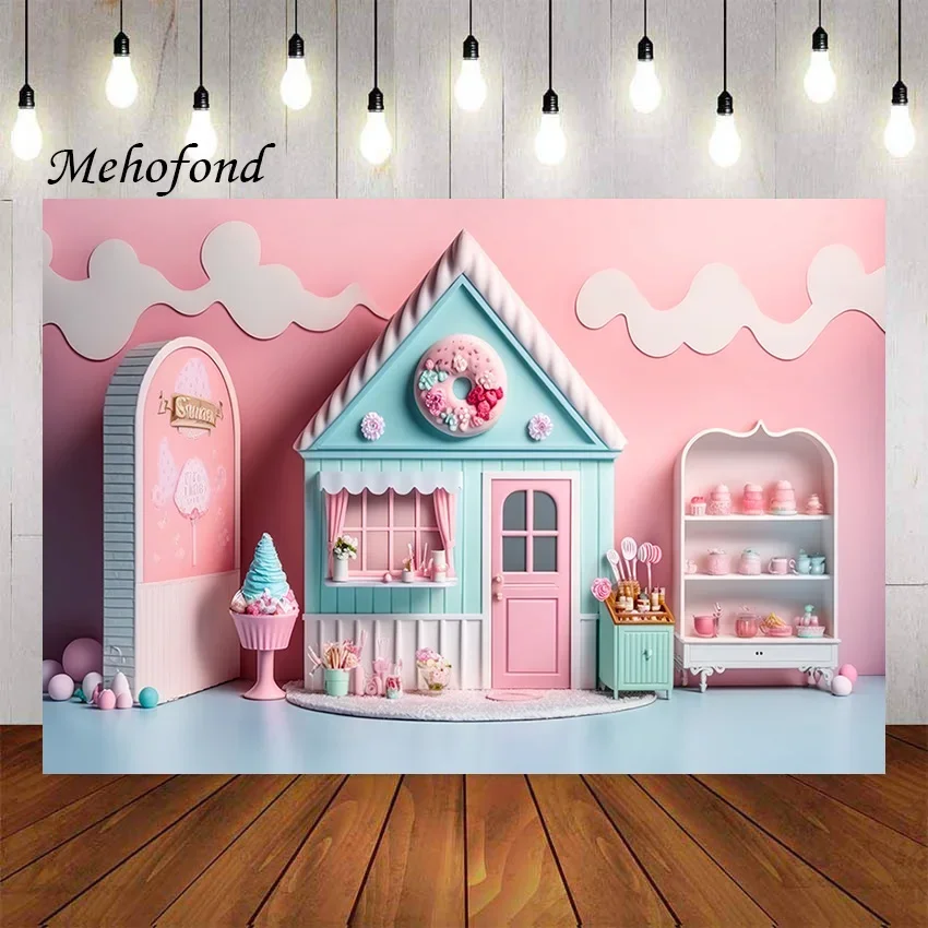 Mehofond-Photography-Background-Summer-Pink-Ice-Cream-Shop-Candy-House-Girl-Birthday-Party-Cake-Smash-Decor-Backdrop-Photo-Studi