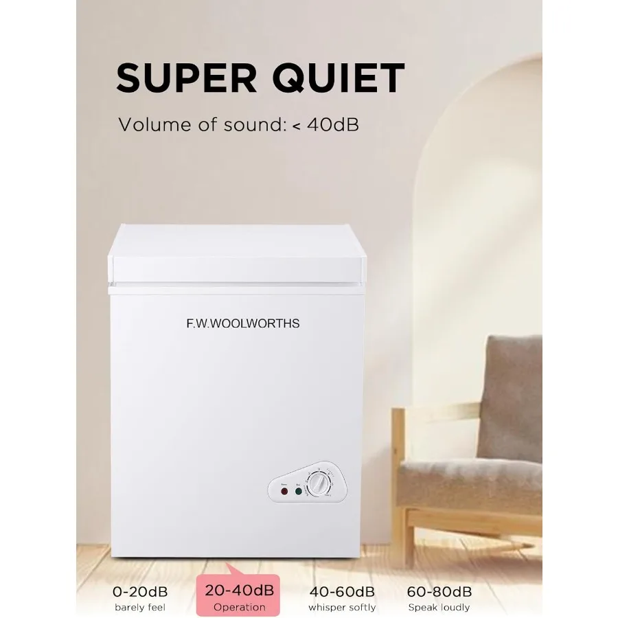 فريزر صدر مدمج بطول 3.5 قدم مكعب مع سلة قابلة للإزالة وترموستات قابل للتعديل لتخزين الطعام الفعال في المنزل المطبخ #6