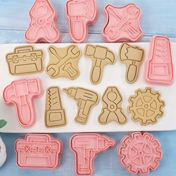 8pcs/set Hand Tools Cookie Cutters Gear Toolbox Wrench Repair Tools Biscuit Mold Cookie Stamps DIY Kitchen Baking Mold