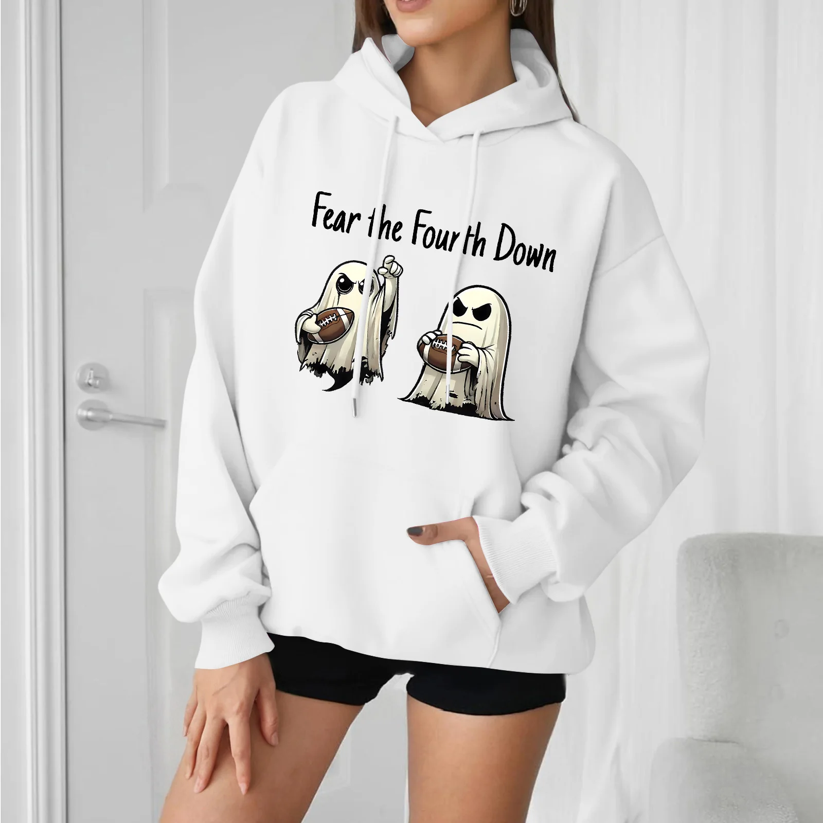 2025 femmes décontracté mode confortable col rond avec capuche à manches longues Halloween imprimé chaud sweat Sudaderas De Mujer