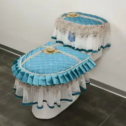 High-grade Golden Velvet Toilet Seat Cushion 3pcs Set Universal Antibacterial Seat Cushion Zipper Type Detachable Washable Seat