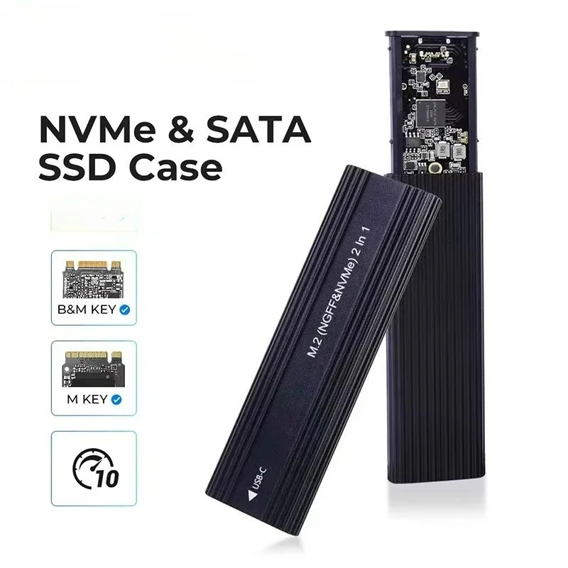 M2 SSD Case NVME SATA Dual Protocol M.2 to USB Type C SSD Enclosure Adapter NVME SATA SSD Disk Box Supports M Keys and B&M Keys