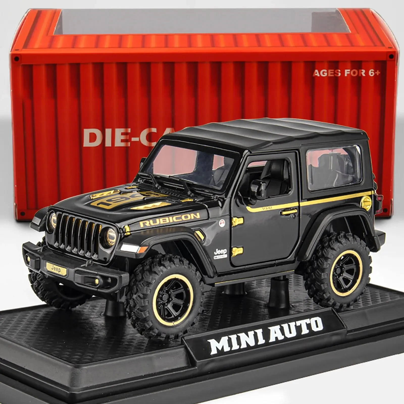 Off-Road 7-drzwiowy model samochodu zabawkowego Wrangler odlewanego ciśnieniowo, w skali 1/32 Pojazd ze stopu metalu dla dzieci Chłopcy Dziewczynki Dorośli, otwarte drzwi, światło