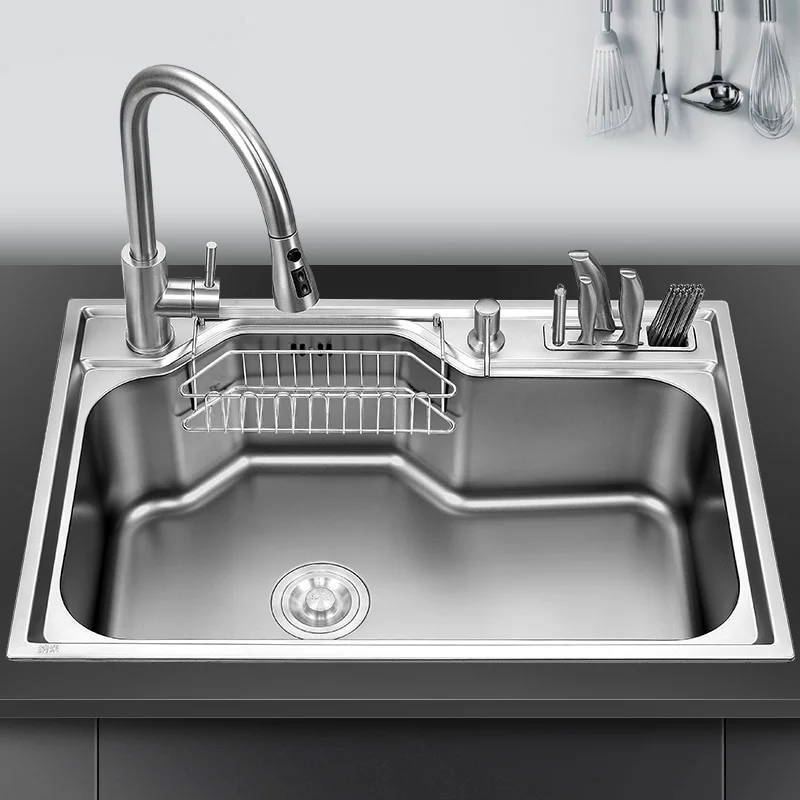 

Kitchen Sink Above Counter or Udermount Sinks Vegetable Washing Basin Stainless Steel Single Bowl 1.2mm Thickness Sinks Kitchen