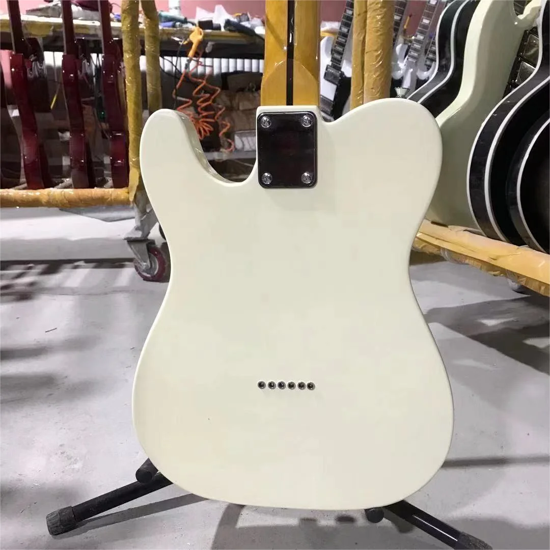 Tele Electric Guitar Cream Yellow Color Rosewood Fretboard Mahogany Body