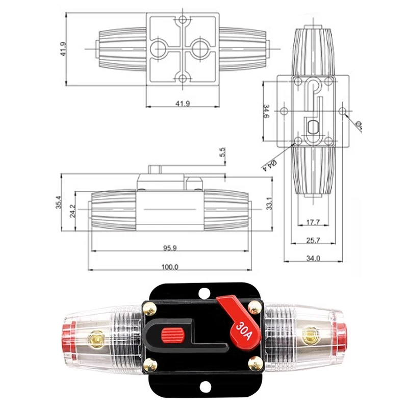 20A To 300A 12V-48V Waterproof Breaker Power Fuse with Manual Reset