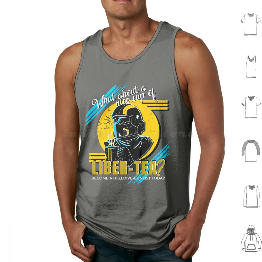 A Cup Of Liber-Tea-Helldivers 2 Tank Tops Print Cotton Helldivers 2 Liber Tea Free Tea Helldivers Gaming Gamer Helldivers