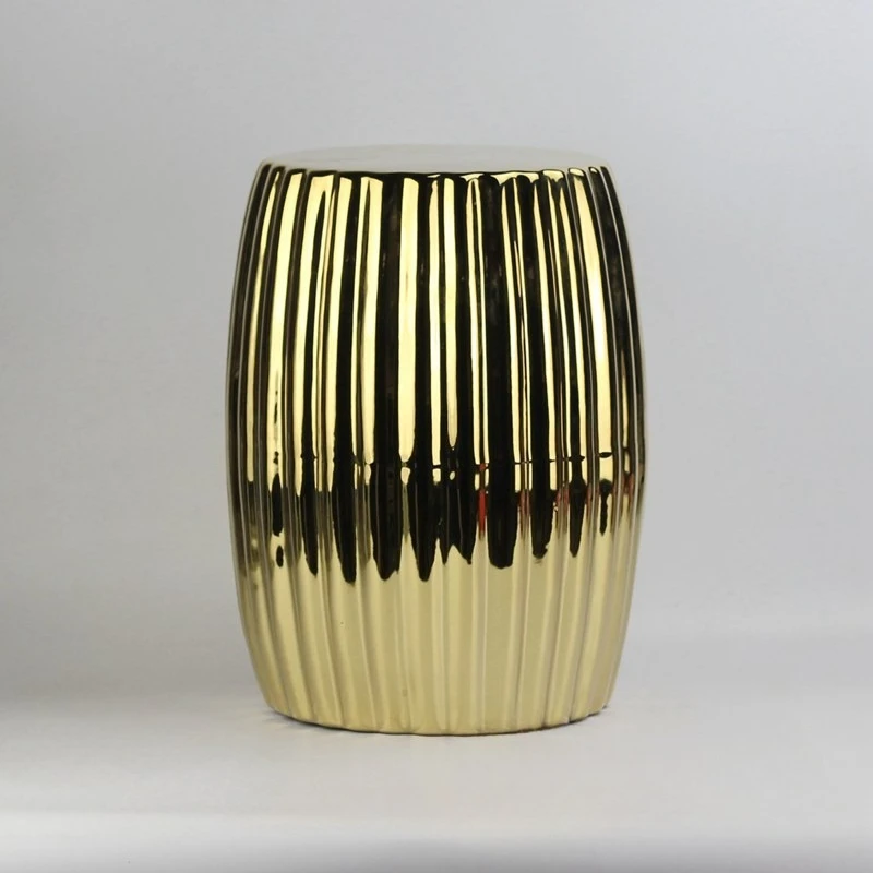 

Color Glaze Gold Plated, Striped Garden Porcelain Pier Bathroom Shoe Changer Stool Household Goods