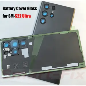 Bilashmart (New)O E M Back Glass Cover SM S22 Ultra 5G Battery Cover Rear Panel Door Housing Case Replacement Parts S22Ultra S908B