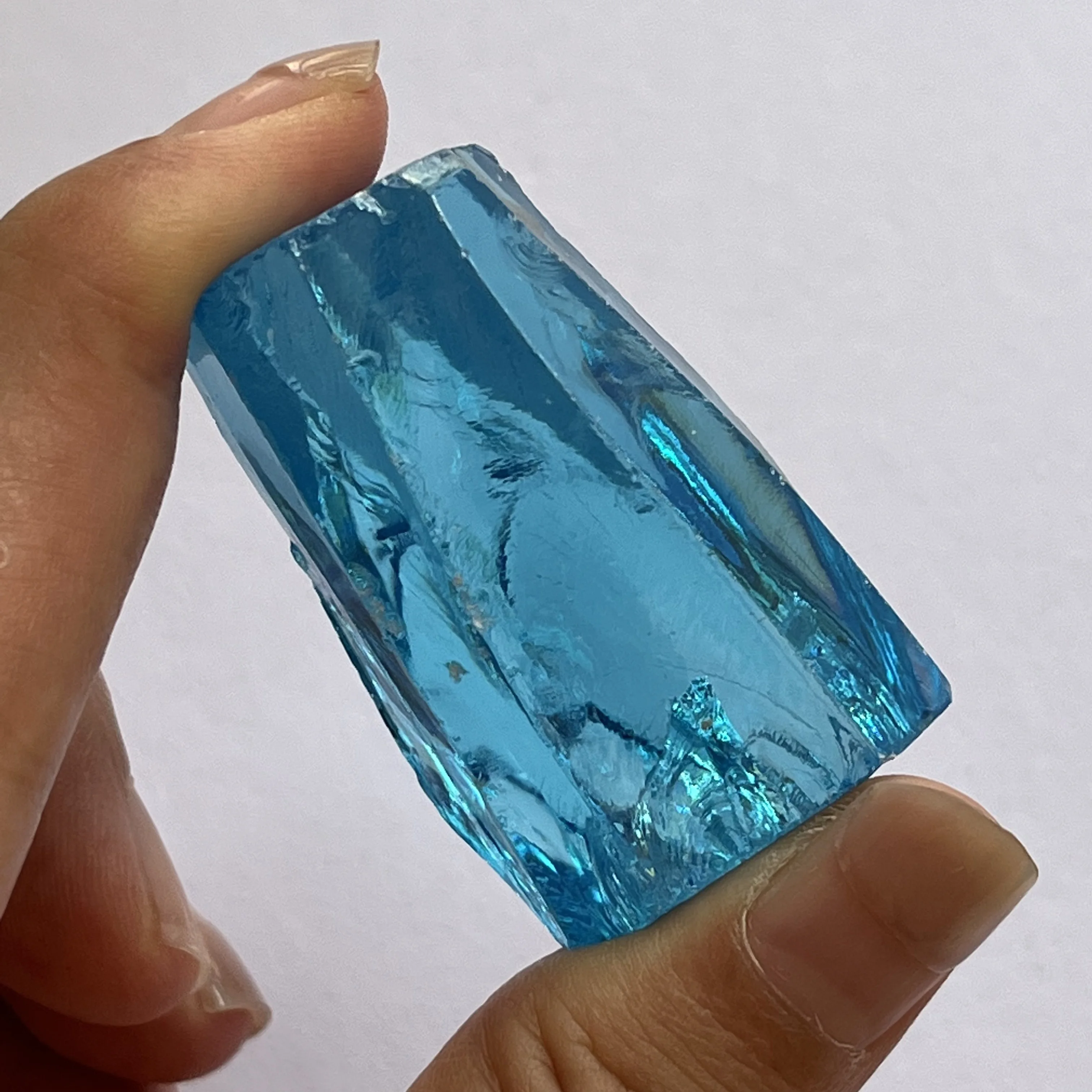 53g-82g/Lot Excellent Uncut Sea Blue Cubic Zirconia Gems Uncut Rough Stone for DIY Gemstone