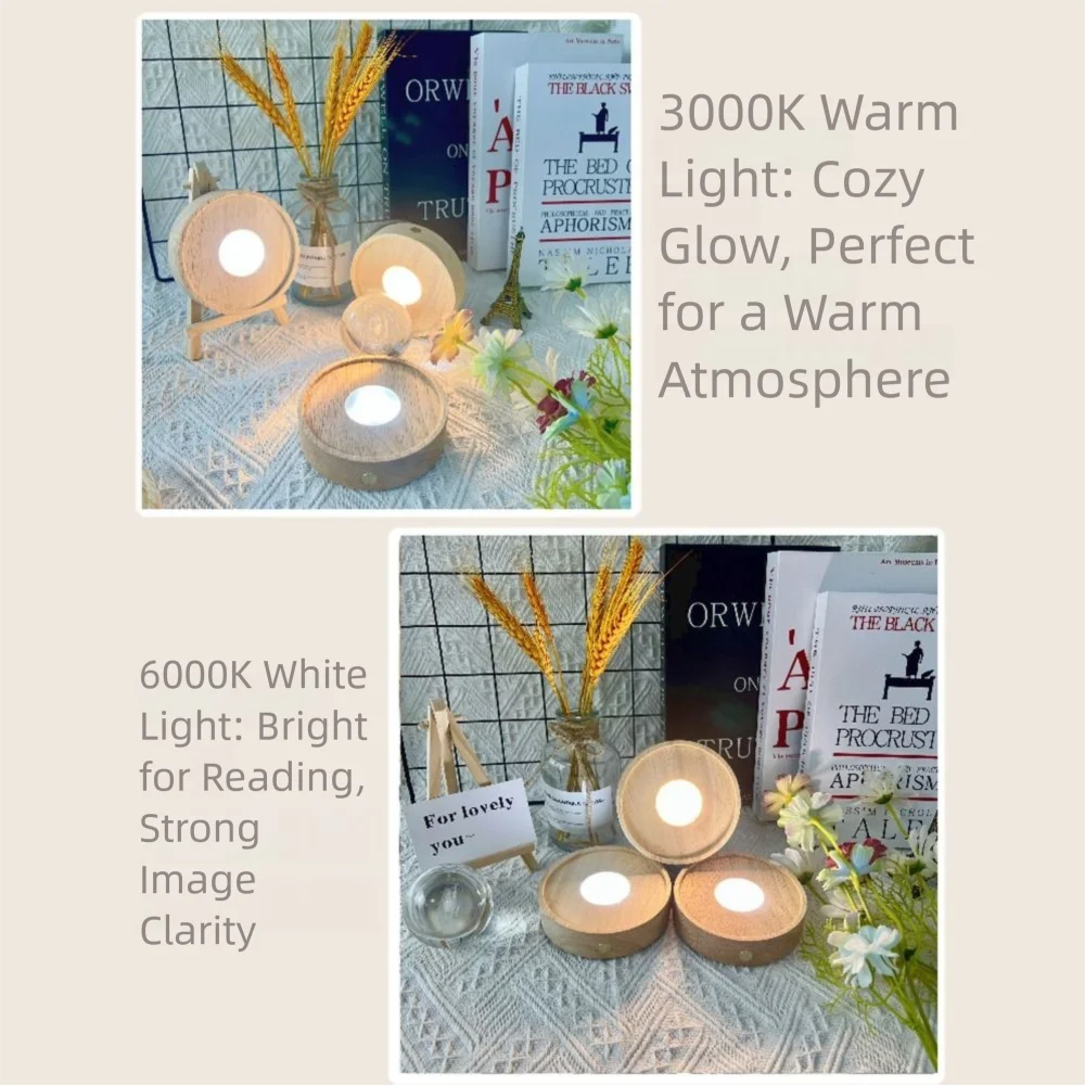 ฐานไฟ LED ไม้ทรงกลม ขนาด 10 ซม. แบบชาร์จไฟได้ ประหยัดพลังงาน ทันสมัย พร้อมพอร์ต USB สำหรับโชว์ภาพ ใช้เป็นโคมไฟกลางคืน เหมาะสำหรับร้านอาหาร