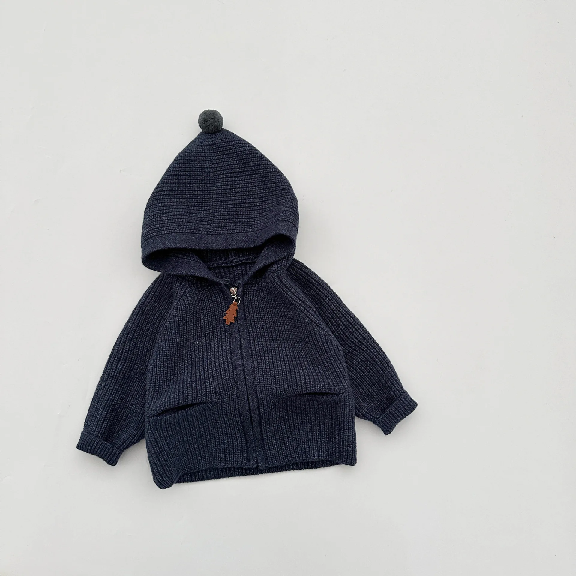 Autumn Baby Warm Knit Hooded Coat Solid Infant Girl Casual Sweater Kids Boys Knit Cardigan Toddler Loose Jacket -2026