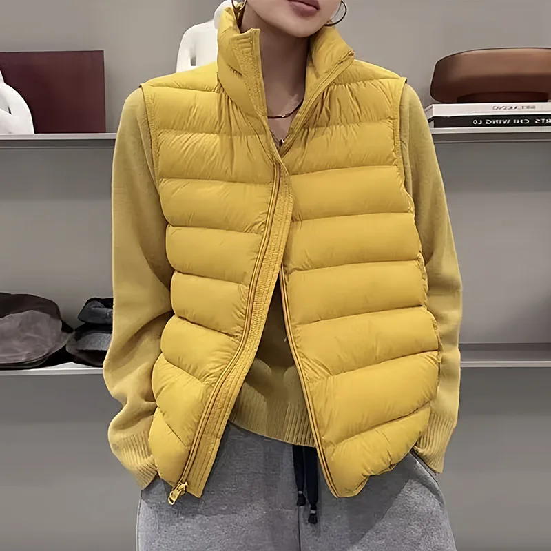 

Autumn and Winter Women's Down Vest Commuting High Neck 90 White Duck Down Casual Vest