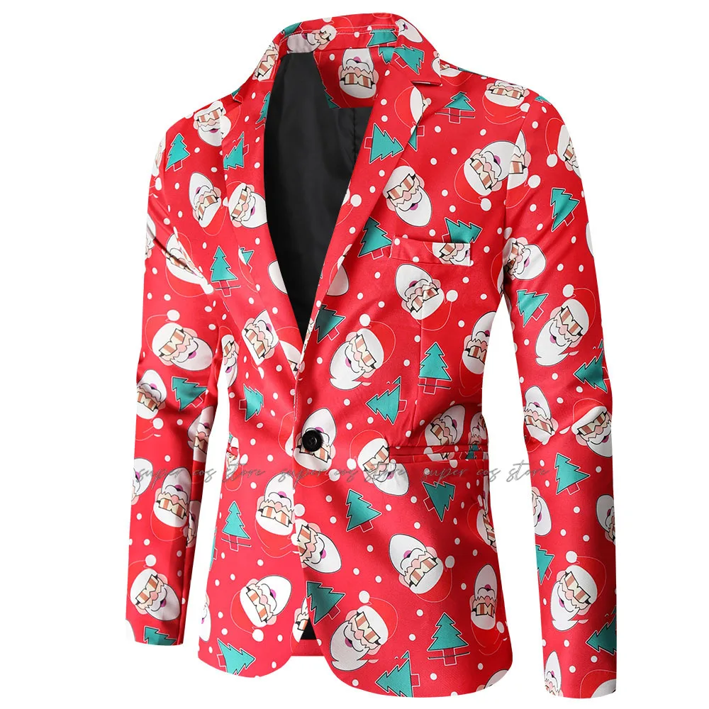 Veste de blazer imbibée de Noël pour hommes, manteau de nouvel an, blazers de fête du père Noël, nuit de Noël, costume de fête de carnaval