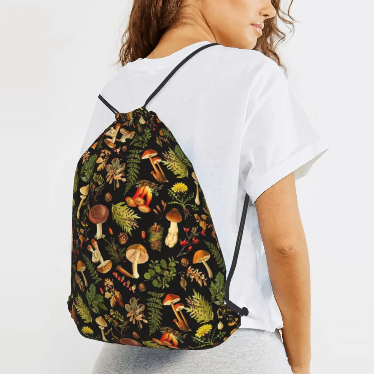 Thanksgiving Mushrooms Harvest Botanical Night Garden Backpacks Multi-function Sports Bag Book Bags for Travel School