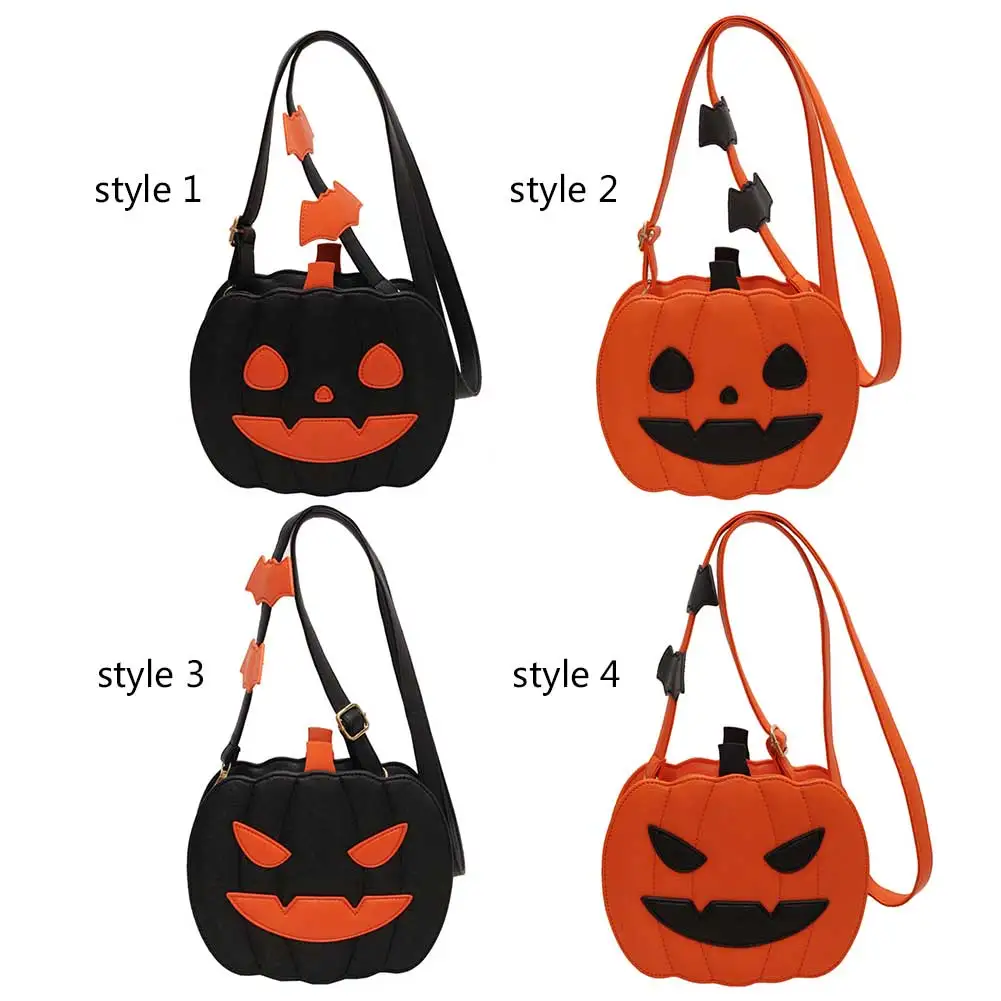 

Women Pumpkin Crossbody Bag PU Leather Pumpkin Shoulder Bag with Zipper Adjustable Strap Halloween Funny Bag