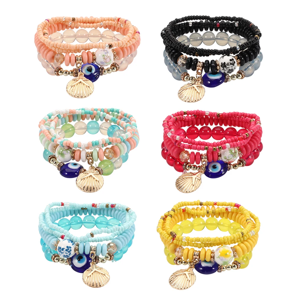 

6 Sets Bohemian Bracelet Beaded Bracelets for Women Girl Jewelry Braclets Friendship Bangle Handmade Chain Kit