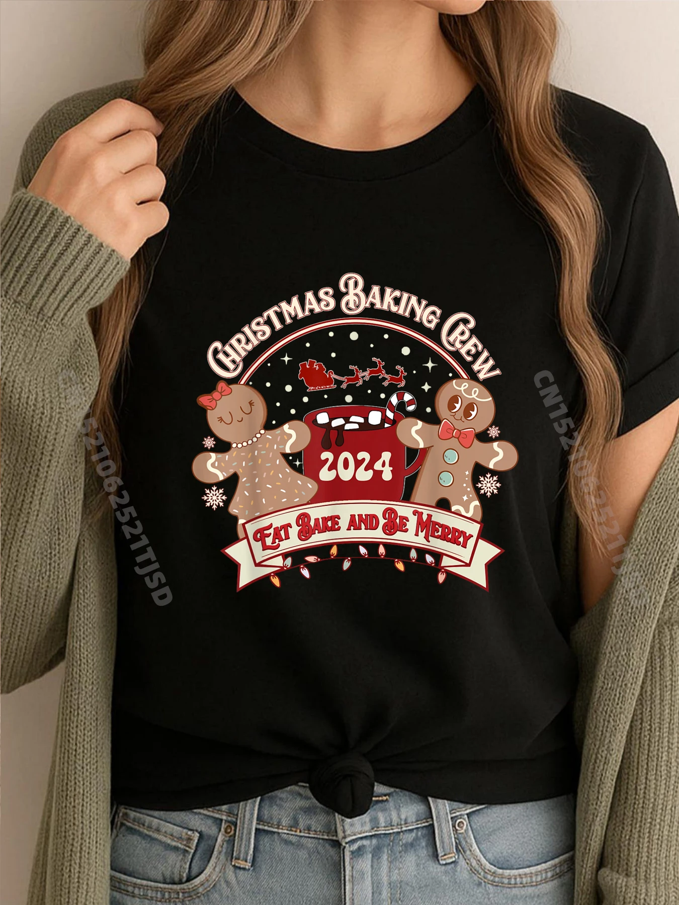 

Рождественское печенье для выпечки экипажа, одинаковые семейные рождественские вечерние летние женские костюмы в стиле Харадзюку, веганская одежда