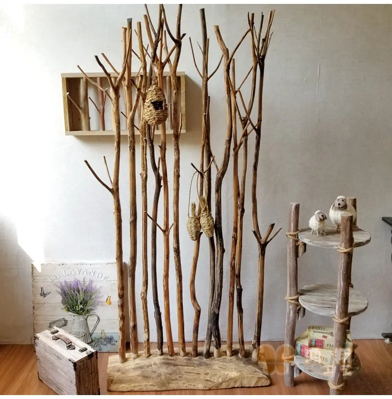 

Dead wood decoration pastoral fence B & B wooden frame fence hanging decoration window coat rack retro solid wood tree branches