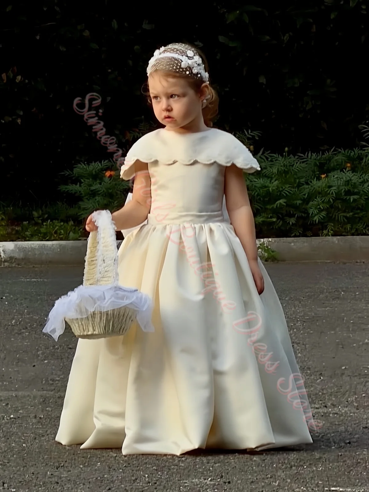 Elegant Ivory White Satin Lovely Luxury Flower Girl Dress For Wedding Customized Birthday Gowns First Communion Dresses
