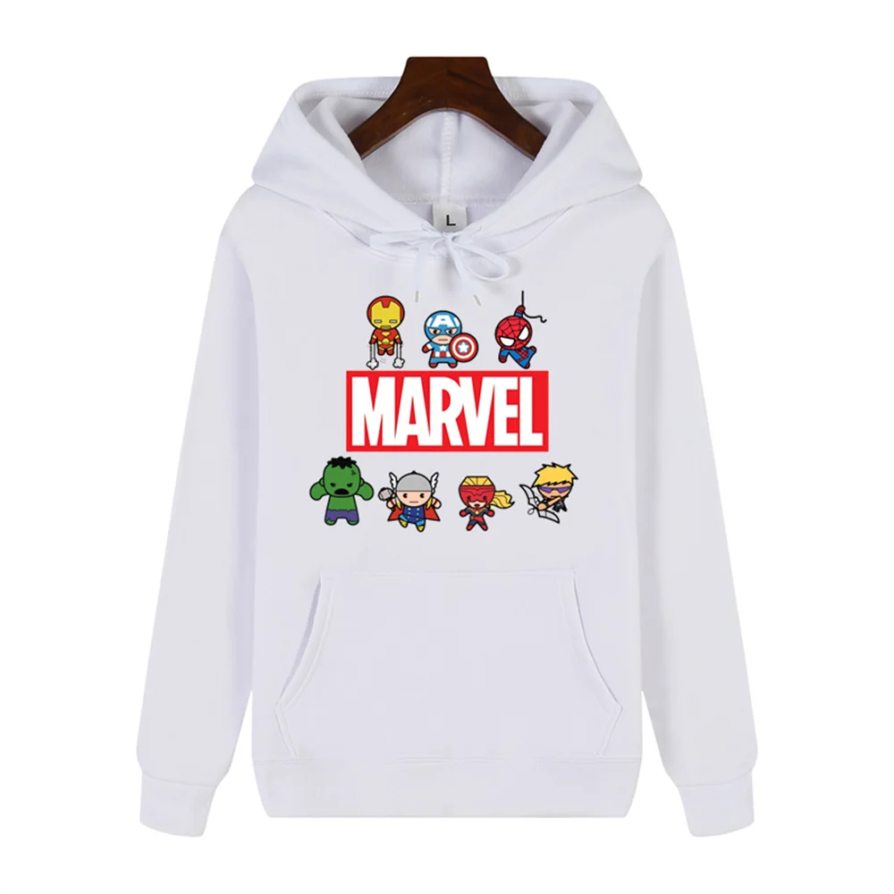 Autumn and winter comfortable soft thickened mini Marvel Heroes printed men's high quality casual fashion warm street hoodie