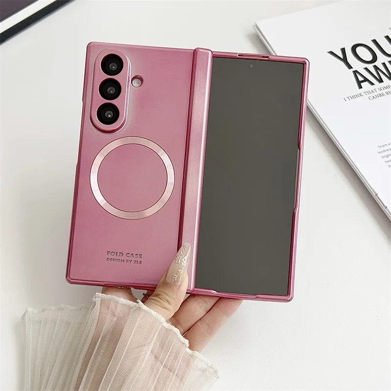 

Для Samsung Galaxy Z Fold 7, 6, 5, гальваническая магнитная металлическая краска, закаленное стекло, передняя пленка, складной чехол для телефона с защитой от падения