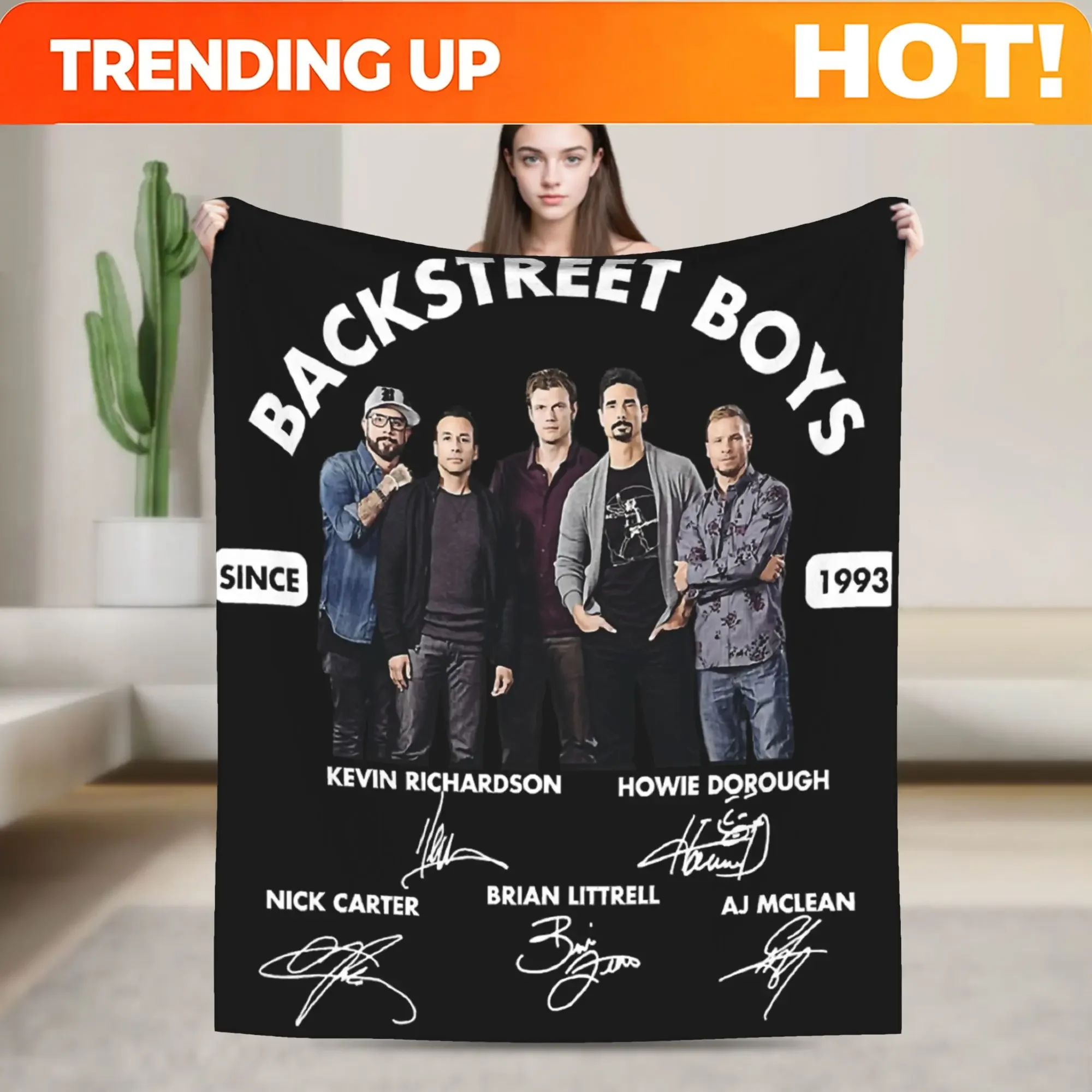 Custom BSB Backstreet Boys Retro Pop Band Portrait Signature Blanket Quality Warm Bedding Throws Spring Picnic Bedroom Print Be