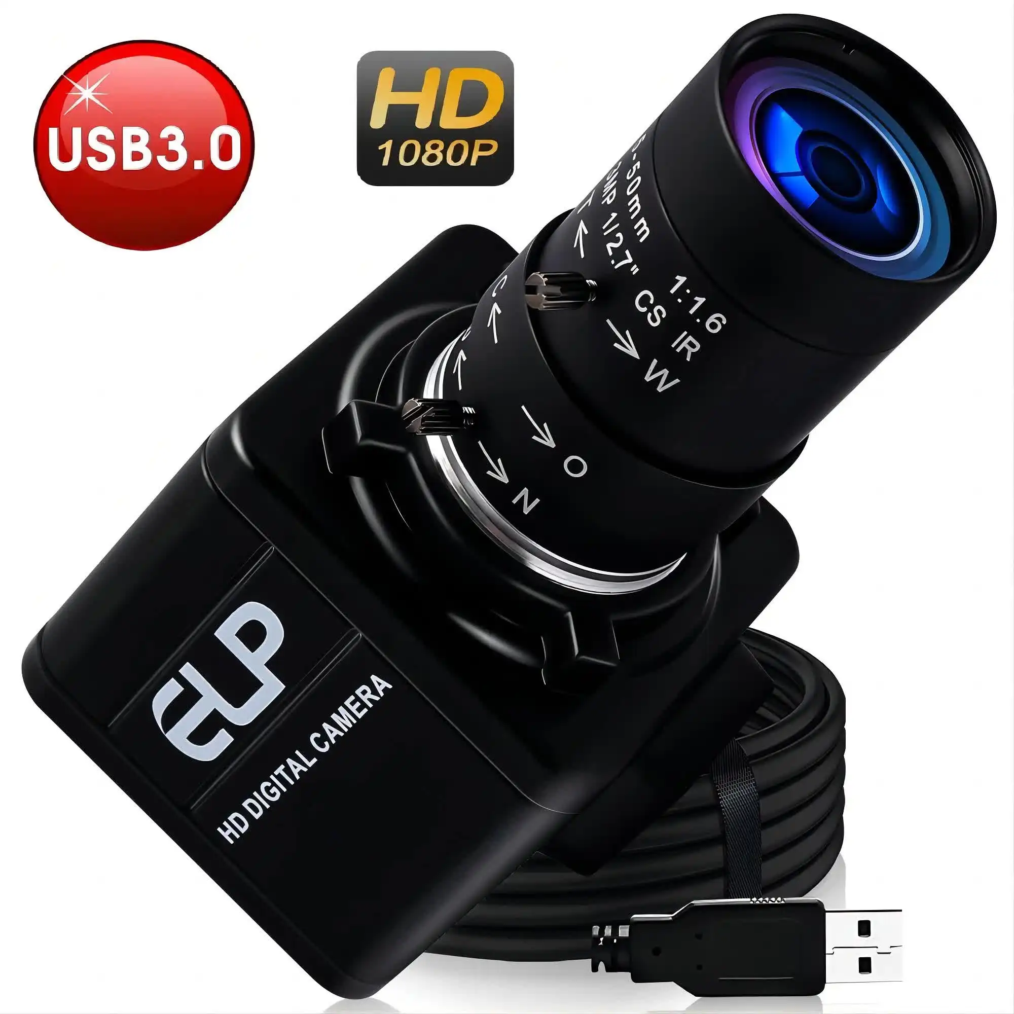 

1080P USB 3.0 Webcam MJPEG 50fps High Speed Varifocal Computer PC Webcamera Camera for Live Broadcast Video Calling Conference