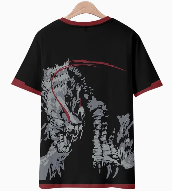 Anime MONSTER HUNTERS X Silverwind Nargacuga Short Sleeve T-shirt Summer Cosplay Costume Casual Student Loose Tops