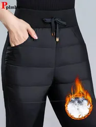 Mom's Winter Vintage Warm Thicken Pants Down Cotton High Waist Pencil Trousers Thick Snow Wear Skinny  Oversized 4xl Pantalones