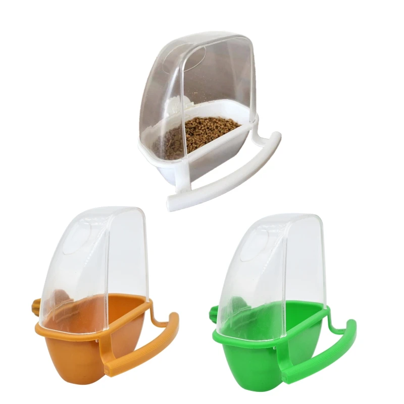 Parakeet Feeder Bird Feeder with Perch Dispenser Plastic Container for Cage No Mess Splash Proof Easy to Refill Drop ship